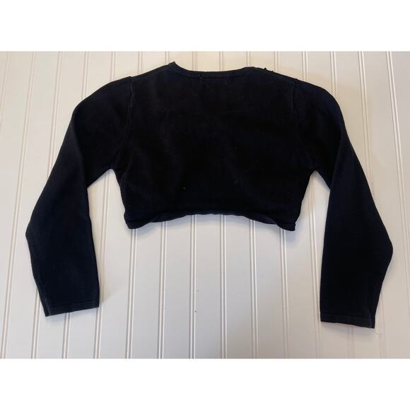 Bonnie Jean Black Cropped Cardigan Lace Jewels - Size Girl's Medium 8 - Picture 6 of 7